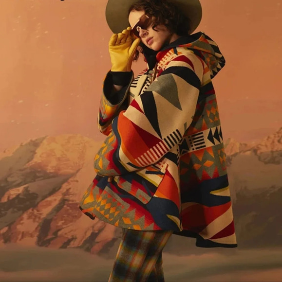 Casual Retro Print Hooded Jacket With Pockets, ORANJE, XL - Picture 4 of 12